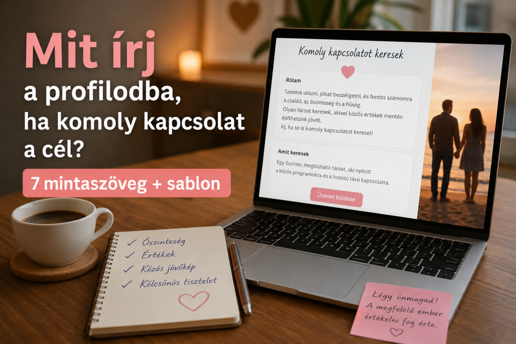 társkereső profil szöveg komoly kapcsolathoz, mosolygó magyar egyedülálló portréval